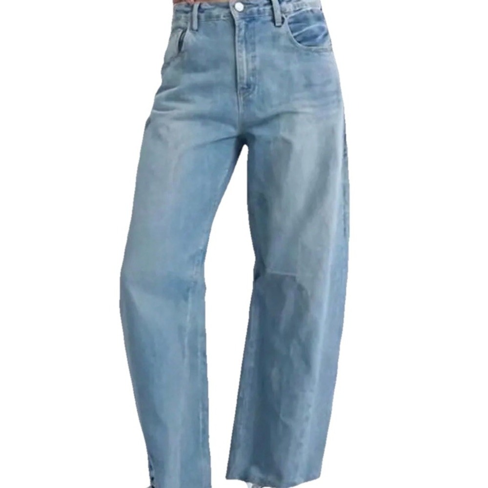 Blank NYC Women's Barrel Jeans‎ Raw Hem Distressed 94TJ3641 Sz 29 NWT